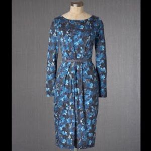 Boden Thea Blue Floral Knit Dress 6 R S Small